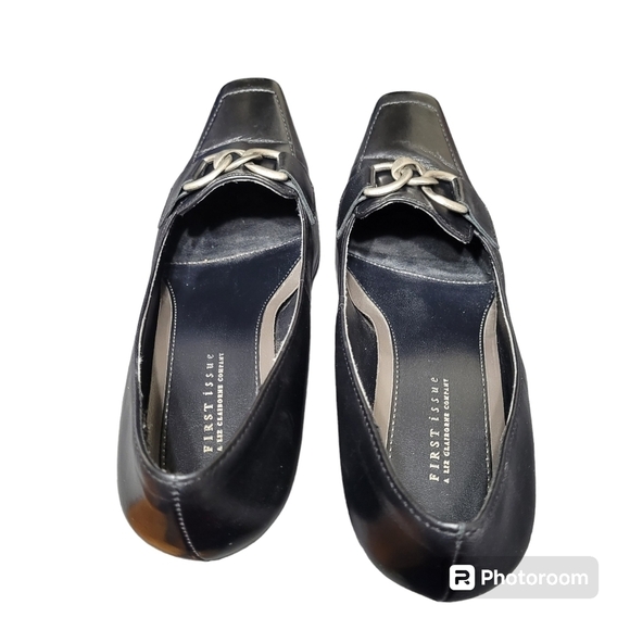 Liz Claiborne First Issue Black Leather Agatha Pumps Size 6.5 - Picture 4 of 8